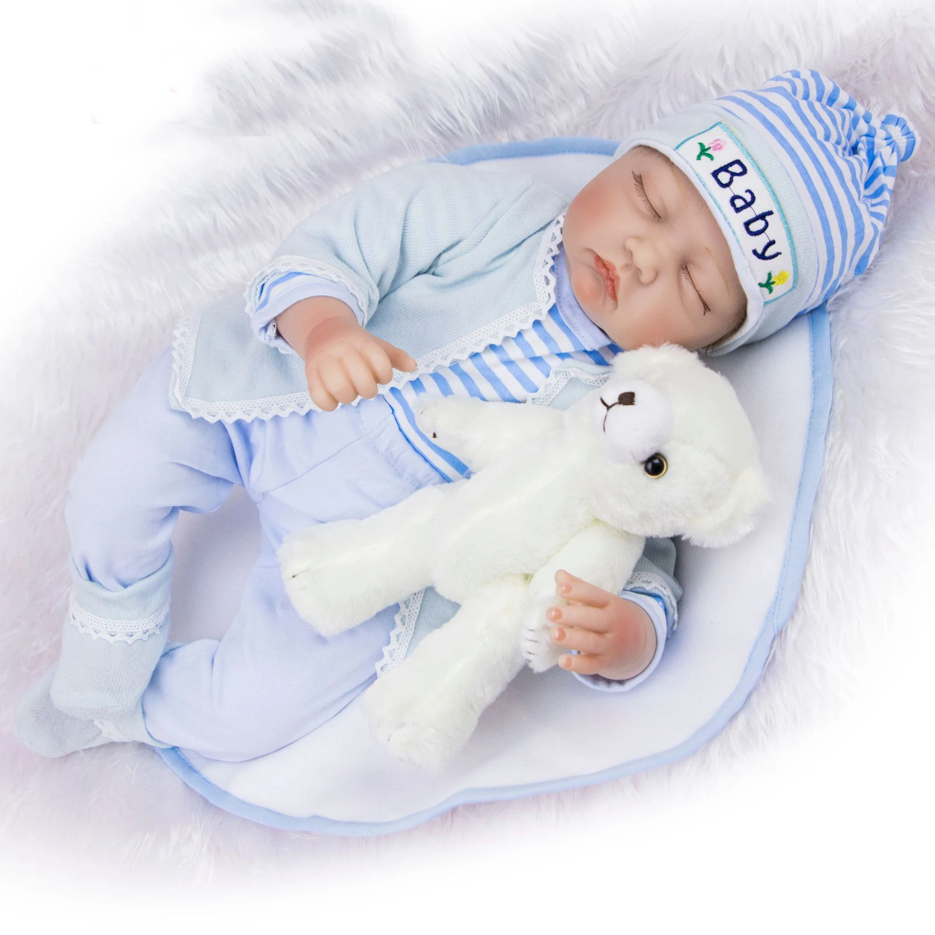 22 дюйма 55 см силиконовые куклы reborn baby реалистичные спящие закрытые глаза