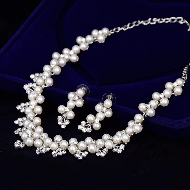 

Fashion Jewelry Set Charm Women Wedding Jewelry Sets for Bride Crystal Necklace Earrings 2 Pcs Dubai Gold Jewelry Sets for Women
