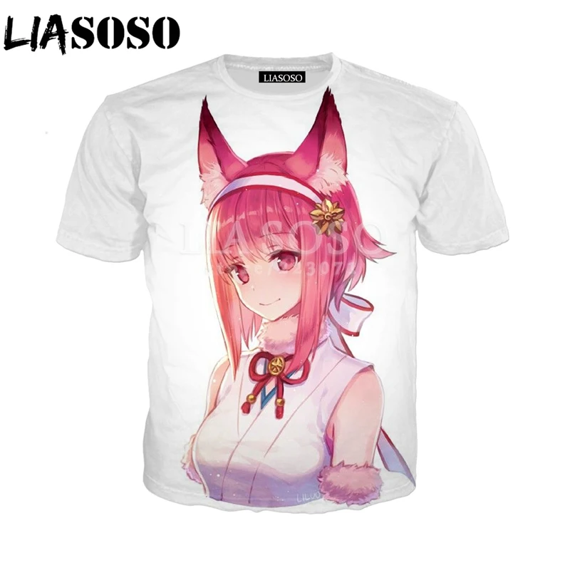 LIASOSO Летний Новый Модный Мужской Женский свитшот с коротким рукавом 3D принт аниме