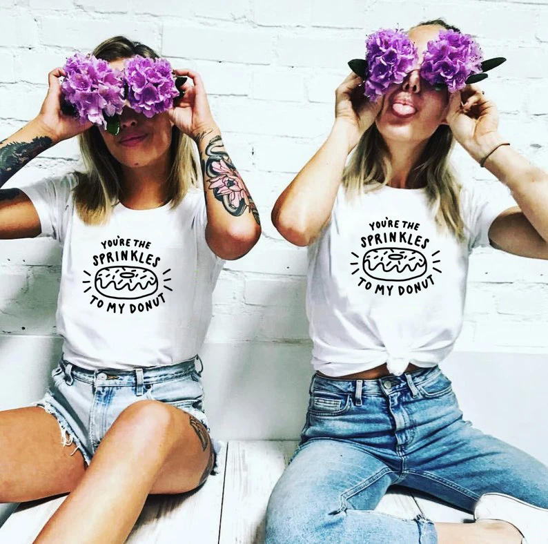 1 шт. футболка с надписью You're The Sprinkles To My Donut Best Friend для влюбленных пар пончиком