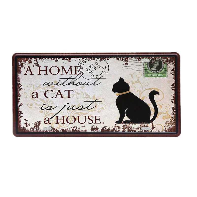 Cat 15*30 см кот животное винтажные оловянные вывески металлическая живопись автомобиля номерные знаки Настенный декор Лучшая Мама плакат ретро-плакат домашний декор A225 - Цвет: Cat