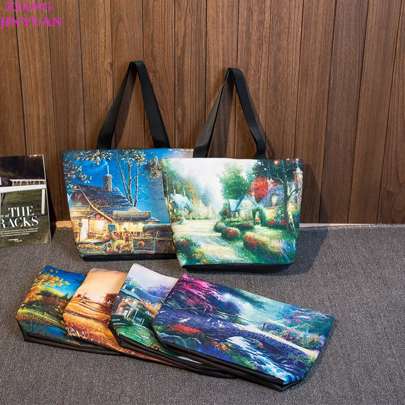 Ретро Изящные Lanscape один сумка практическая холст молния Для женщин сумки Новинка