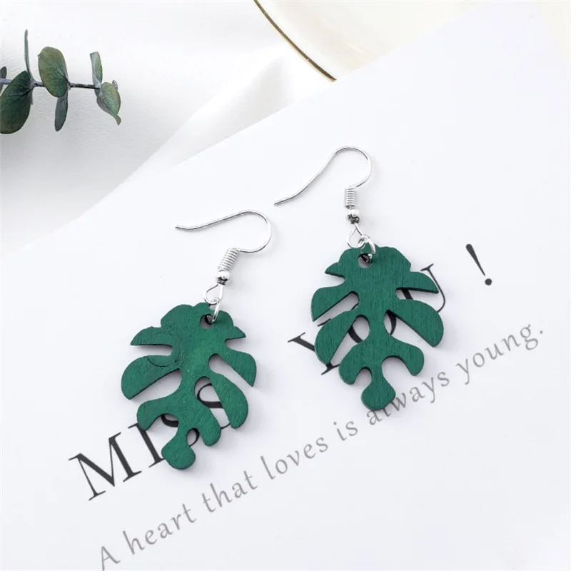 2019 корейские длинные серьги-подвески с зеленой черепахой листьями стильные