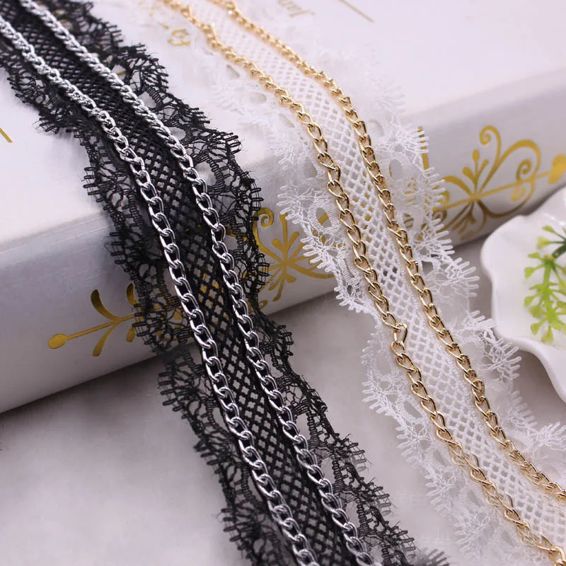 

Металлическая цепочка 10 ярдов, Черная Плетеная кружевная мандарина, Золотая цепочка, отделка бисером, кружевная отделка «сделай сам» для ко...