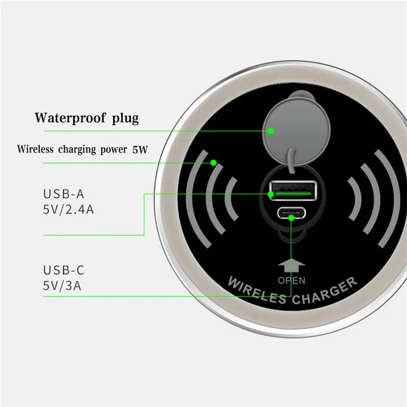 Беспроводное настольное зарядное устройство 3A type C 2.4A USB выход для samsung S9 S8 iPhone X