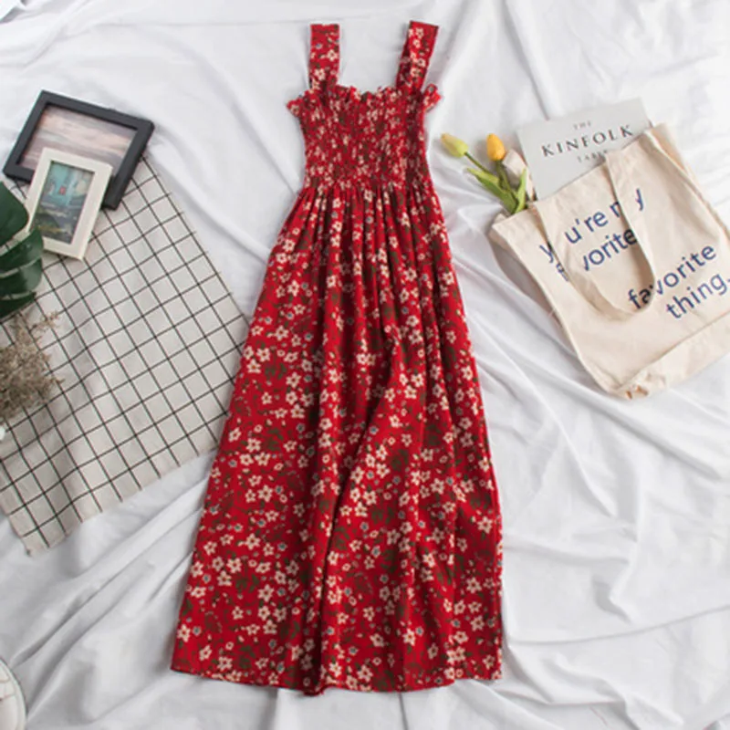 Женское длинное платье на бретельках летнее большого размера плюс с цветочным