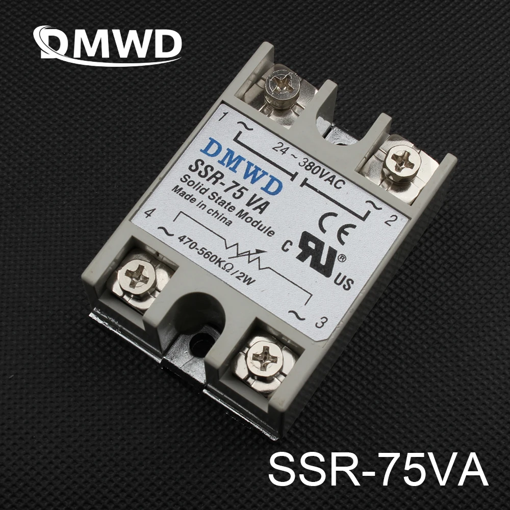 1 шт. твердотельное реле SSR 75VA 75A 500K ohm до 24 380V AC твердотельного сопротивления