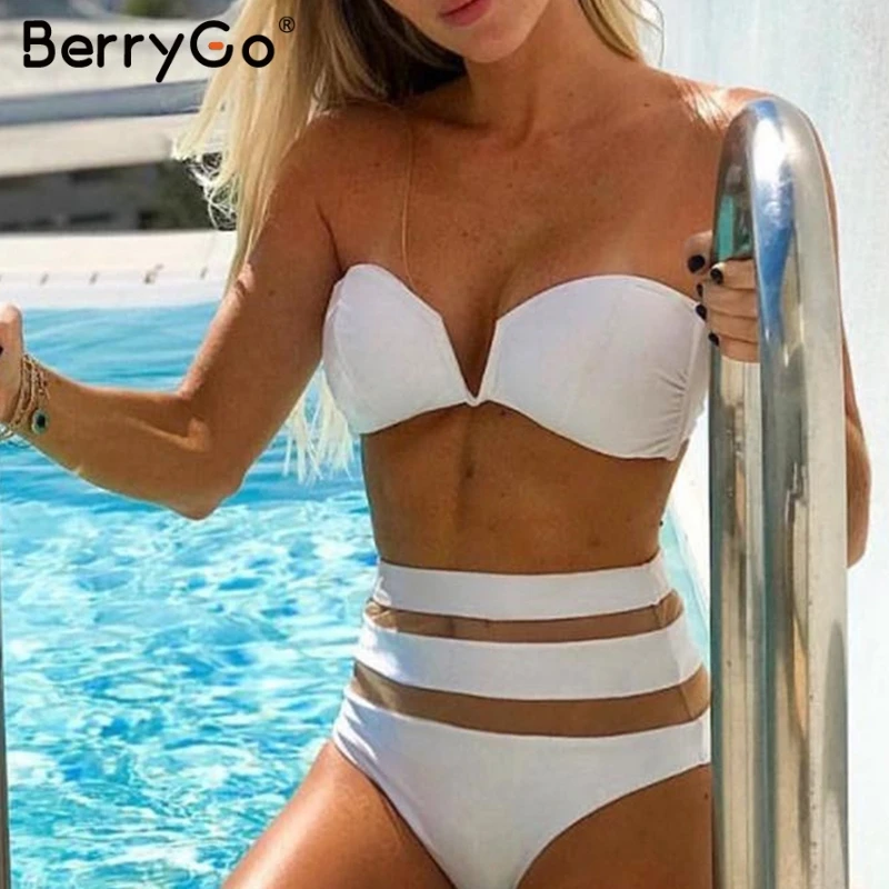 Пляжное бикини BerryGo Женская купальная одежда сексуальное боди из 2 частей