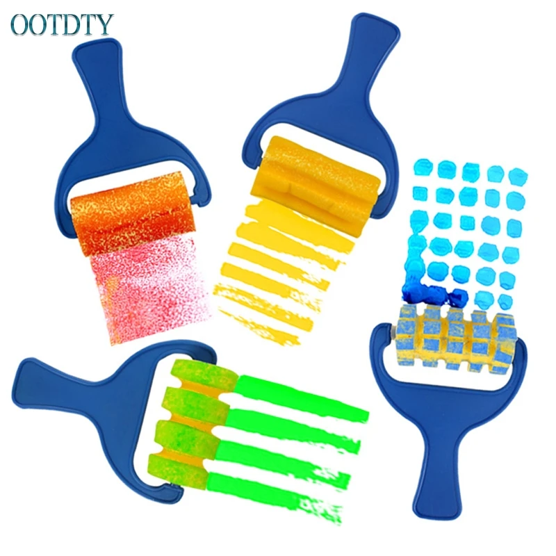 Губка-ролик для покраски 4 шт. рукоделия детский инструмент рисования игрушка