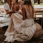 Свадебные платья телесного цвета шампань 2021 с глубоким V-образным вырезом в богемном стиле с глубоким V-образным вырезом причудливые свадебные платья в стиле бохо мечты пляжное платье