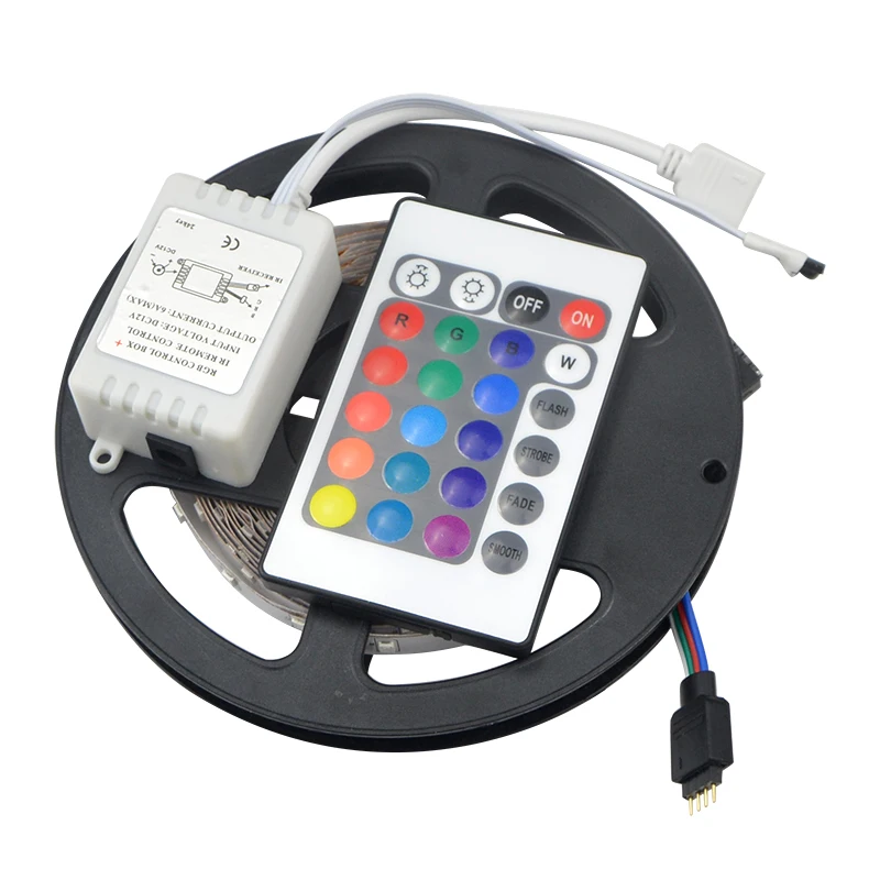 1 рулон RGB 5 м 3528 SMD Светодиодная лента 300 светодиодов 12 В 3A адаптер 24 клавиши пульт