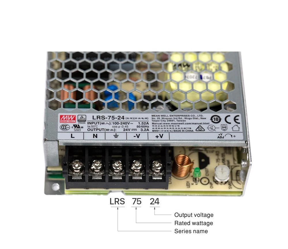 Meanwell LRS-75 импульсный источник питания переключатель питания 5 в 12 В 15 в 24 в 36 в 48 в 75 Вт продукт