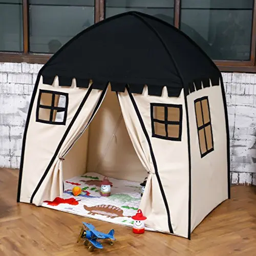 Детская игровая палатка 2019 черный Игровой Домик из 100% хлопка Холщовый игровой