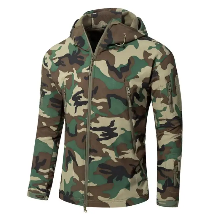 Green Camouflage Акулья кожа V4 мягкая оболочка Военная тактическая куртка мужская водонепроницаемая армейская флисовая куртка Мультикам камуфляж боевые ветровки 3XL - Цвет: Green Camouflage