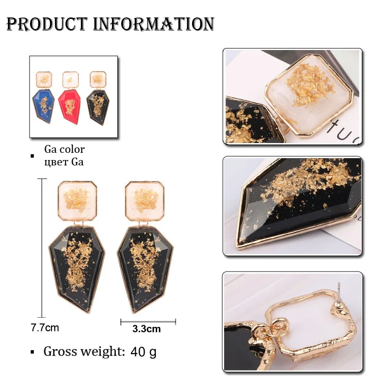 

LEADERBEADS Geometric Gold Resin Stone Drop Earrings For Women za Wedding Dangle Drop Jewelry Charm Statement Earrings Wholesale