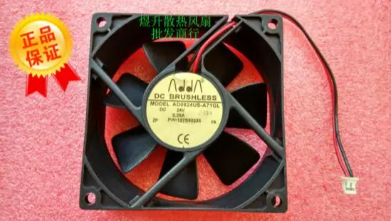 Оригинальный двухлинейный инверторный вентилятор ADDA 8025 AD0824US-A71GL DC24V 0.26A 8 см