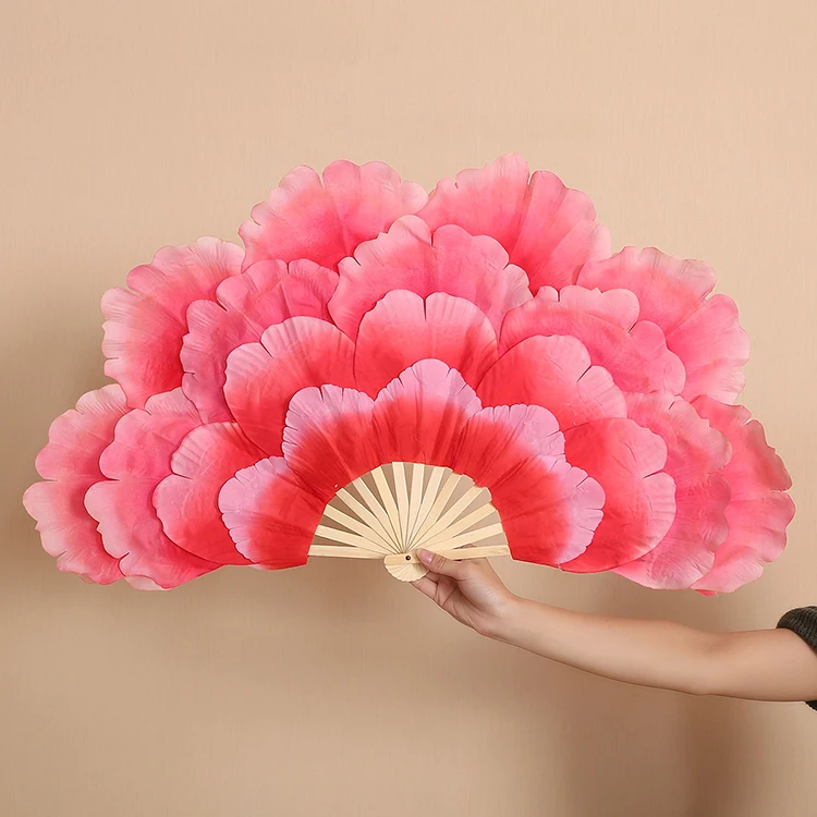 1 пара испанских танцев пион handfan двухсторонний большой цветок лепестки группа танец живота представление реквизит для сцены вентилятор