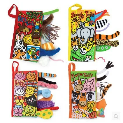 Детский сенсорный трехмерный хвост животного ткань книга сенсорная стимуляция