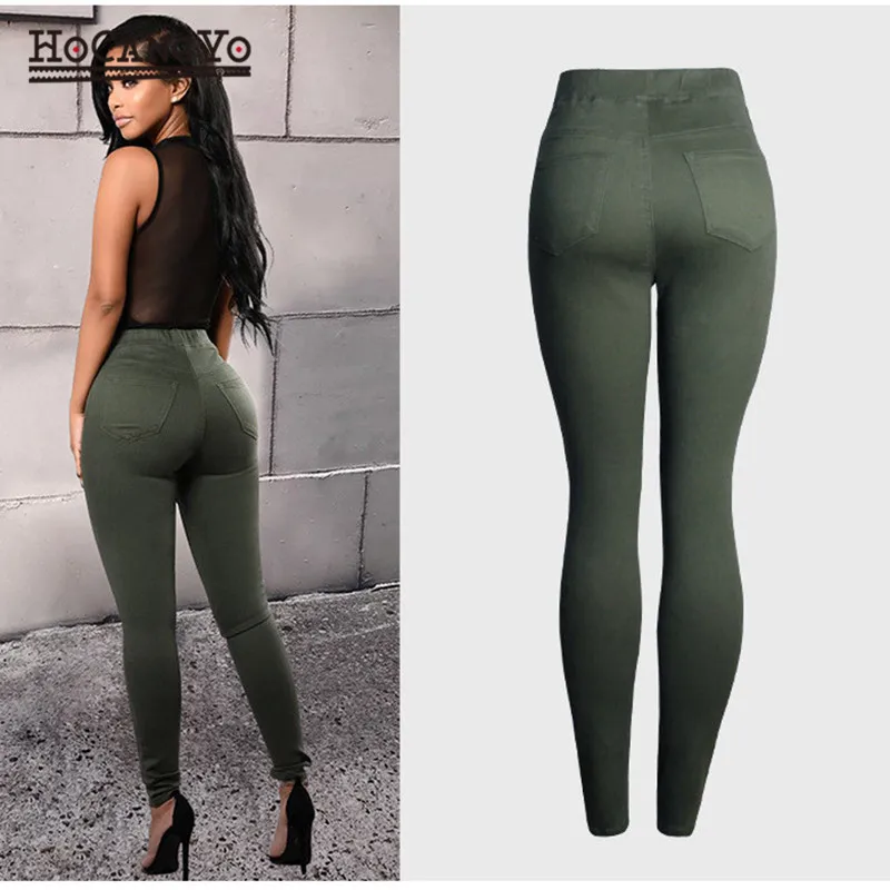 Женские джинсы с высокой талией HCYO эластичные облегающие большие размеры |