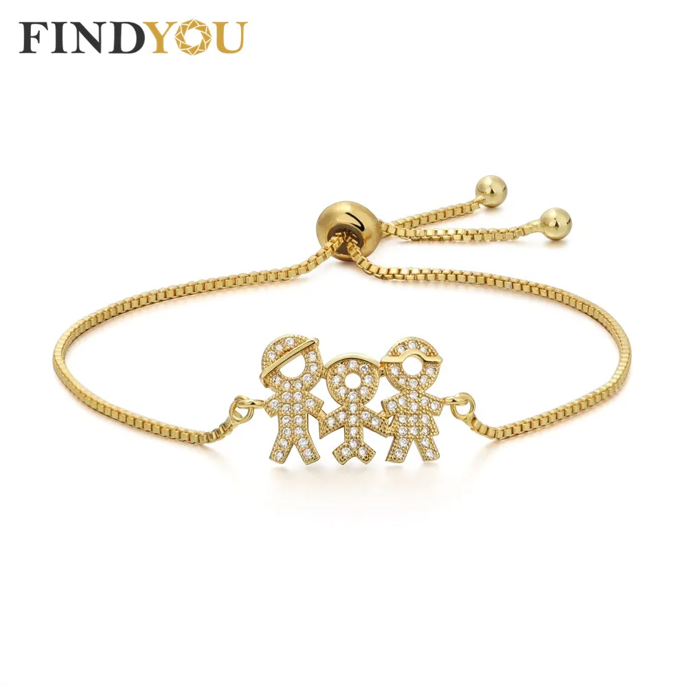 FINDYOU Family Love растяжимые браслеты и с фианитом 2 цвета модные ювелирные изделия для