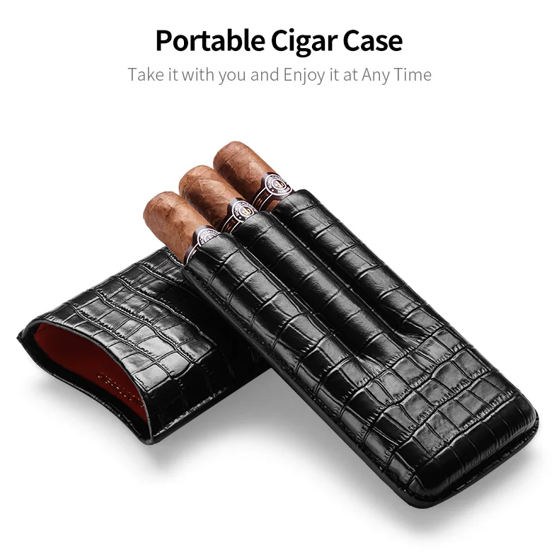 COHIBA портсигар гаджеты Путешествия Портативный кожаный портсигар 2-3 трубки держатель для сигар мини-коробка с увлажнителем с подарочной коробкой CP-1018