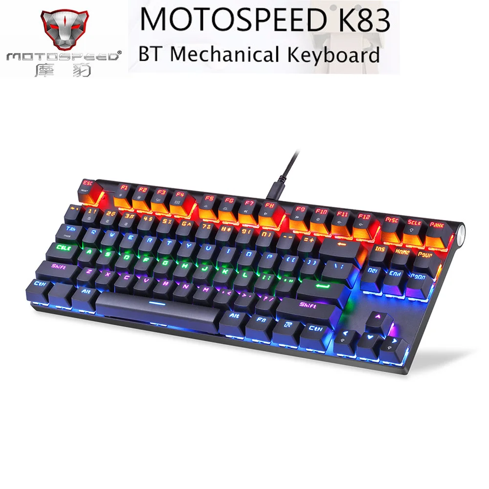 Оригинал MOTOSPEED K83 Беспроводной Bluetooth клавиатура 87keys механическая 1300 мАч Батарея с