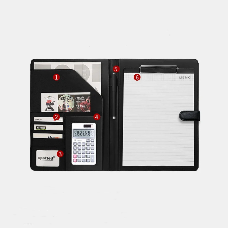 Мода А4 искусственная кожа офисный Padfolio Многофункциональный блокнот файл папка с