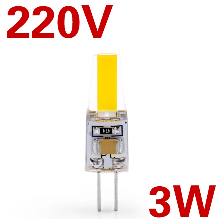 EnwYe светодиодный G4 лампочка AC/DC 12V 220V 3W 6W COB SMD светодиодный светильник заменить галогенный прожектор люстра - Испускаемый цвет: 3W 220V