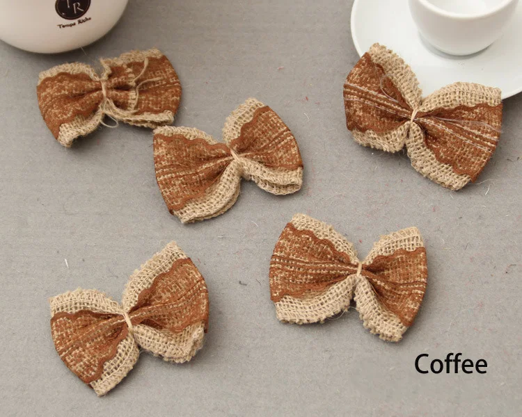 Абрикос 1 шт. шпагат джутовый галстуком бабочкой с кружевом одежда для свадьбы