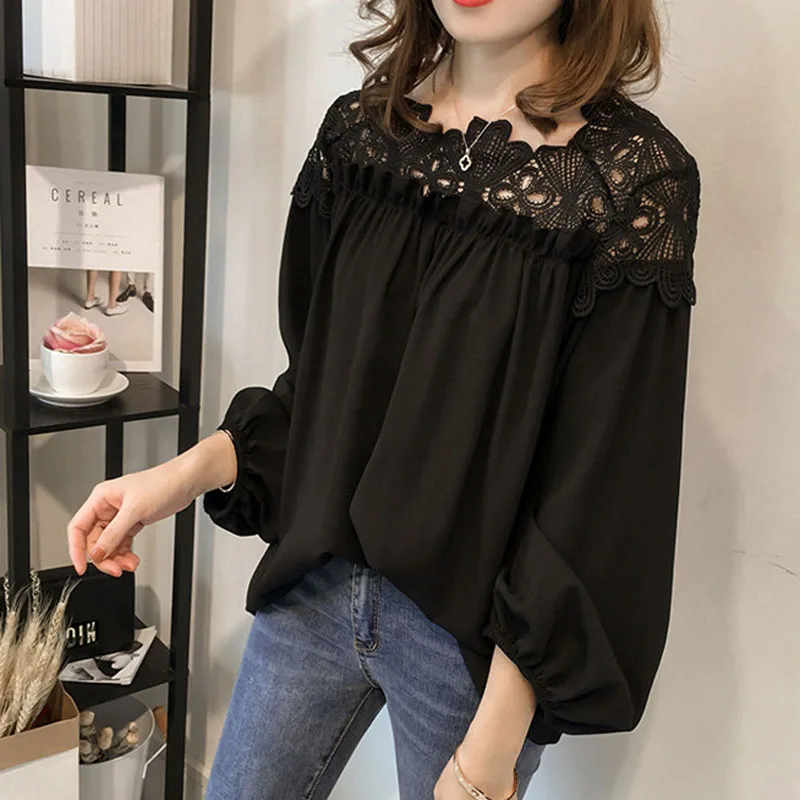 Женская одежда больших размеров 2018 шифоновая блузка с длинным рукавом женские