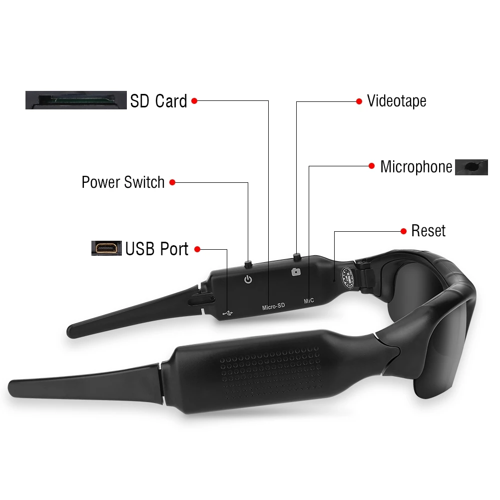 1080P HD Interchangeable Polarized-lenses Sunglasses Camera Video Recorder Sport Sunglasses Camcorder Eyewear Video Recorder