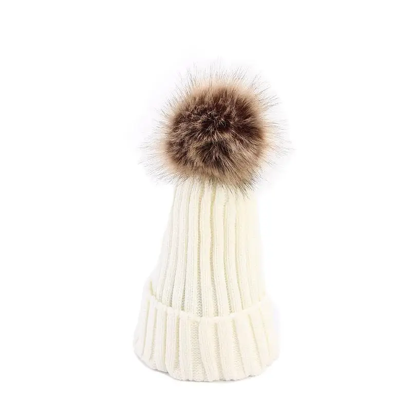 

Winter Warm Kid Women Crochet Knit Hat Soft Pompom Ball Ski Cap Beanie Fashion