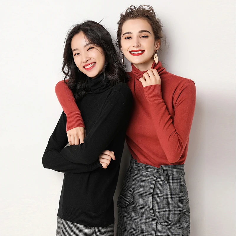 Новый осенне-зимний женский свитер с высоким воротником Модный кашемировый