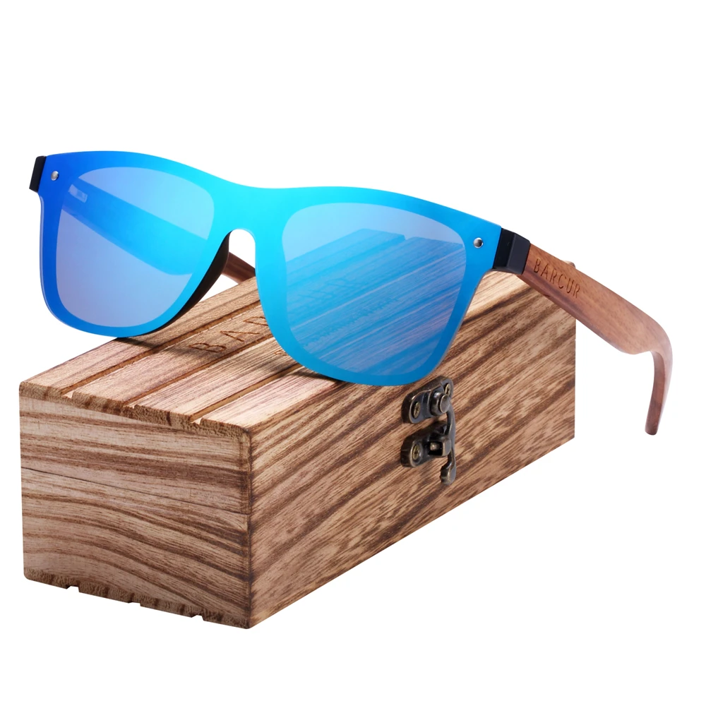 BARCUR Sunglasses Men Polarized Wood Sun glasses for men Sports Eyewear Square Women Oculos de sol masculino | Аксессуары для