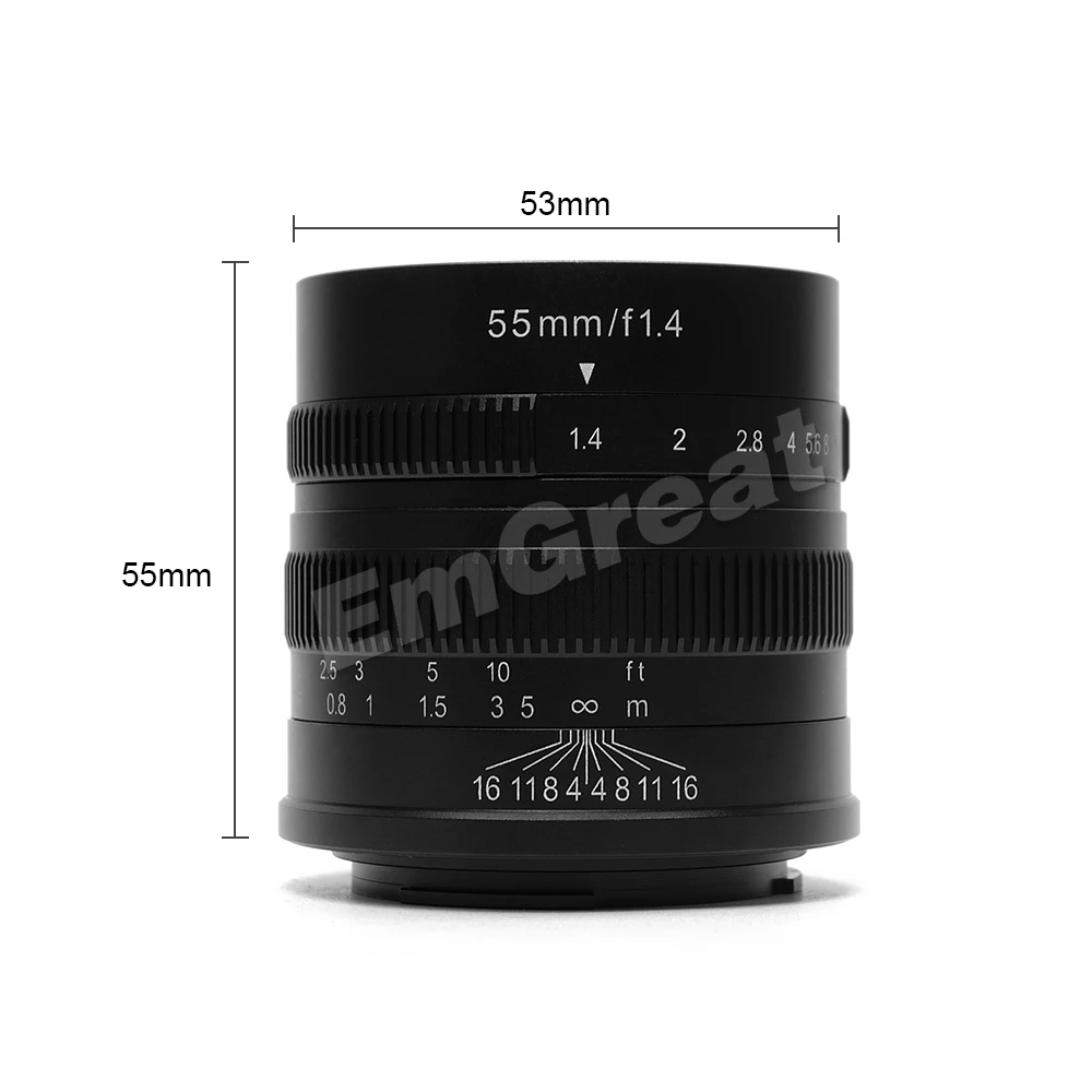 7artisans 55 мм F1.4 большой светосильный портретный объектив с фиксированным фокусным расстоянием для sony байонетное крепление типа Е для камеры с подсветкой Fuji M4/3-крепление EOS-M крепление A6300 A6500 X-A1 G5 M5