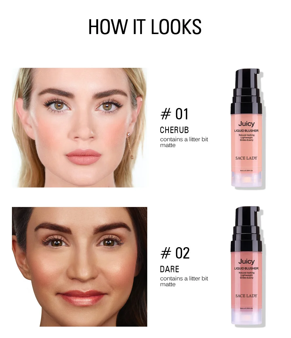 Manooby Жидкий Макияж Профессиональный макияж натуральный розовый румяна