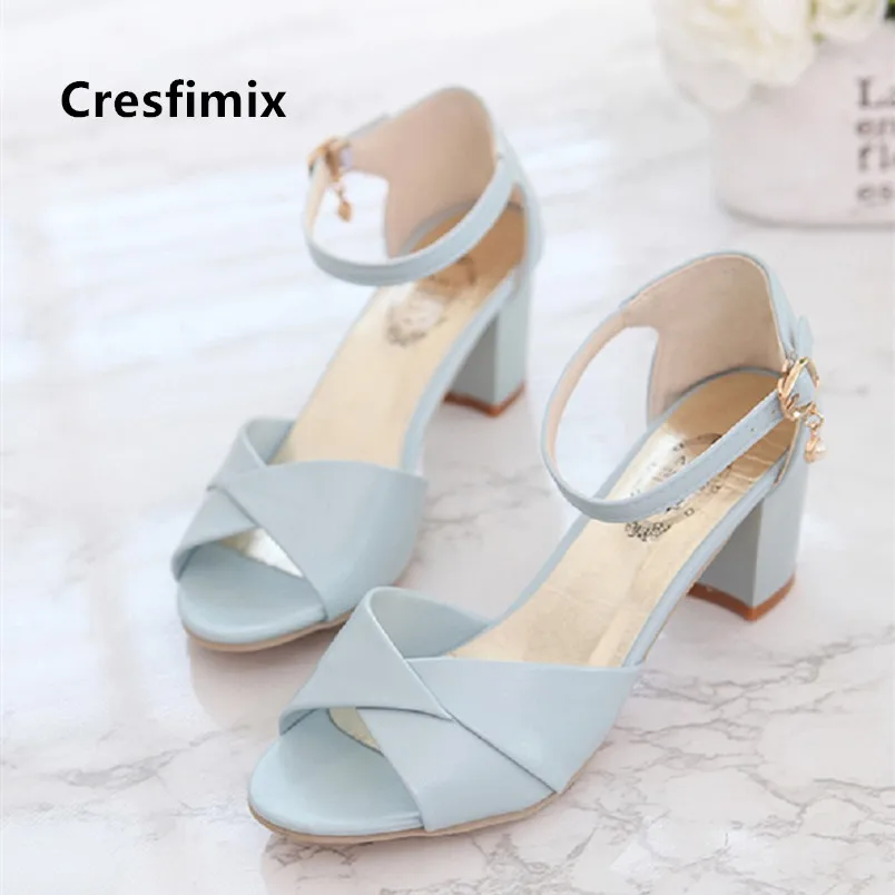 Синие повседневные женские туфли Cresfimix из искусственной кожи с открытым носком