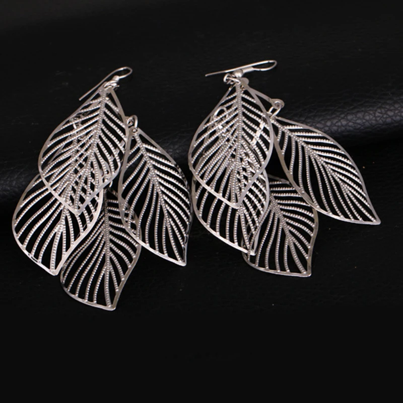 CHENFAN trendy style simple hollow multi-layer leaves tassel long earrings 2020 jwelry women's jewelry gold for women | Украшения и