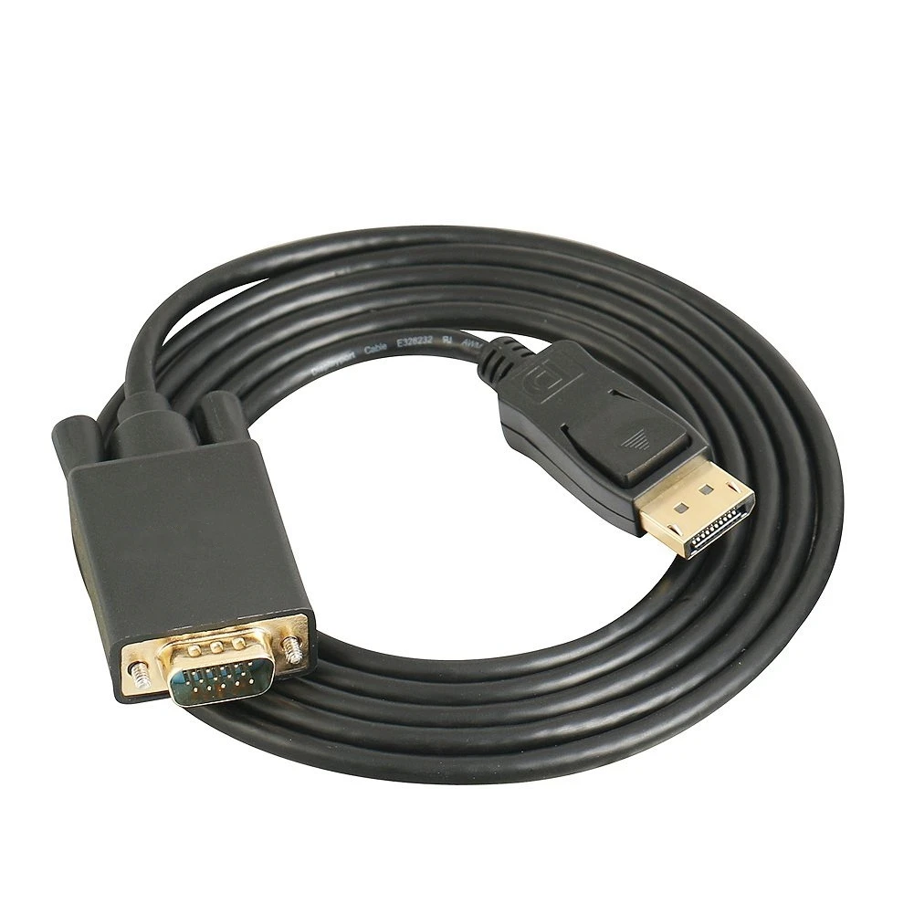 6 футов DisplayPort DP to VGA позолоченный черный кабель адаптер для ПК ноутбука Dell Macbook HDTV