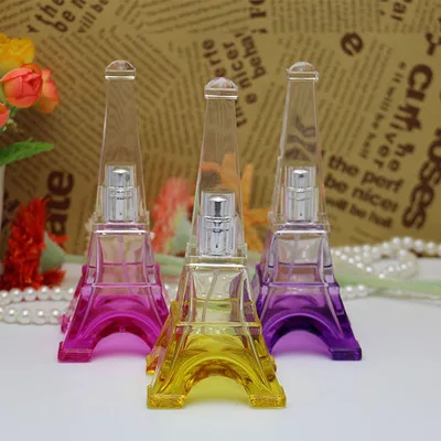 

By DHL 200pcs/Lot Hot Sale Eiffel Tower Colorful Glass Refillable Perfume Bottle With Spray Aluminum Atomizer Empty Perfume 50ML