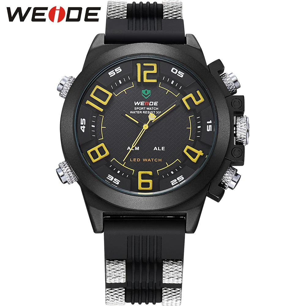 Мужская мода цифровой дисплей будильник с двумя часовыми поясами силиконовый