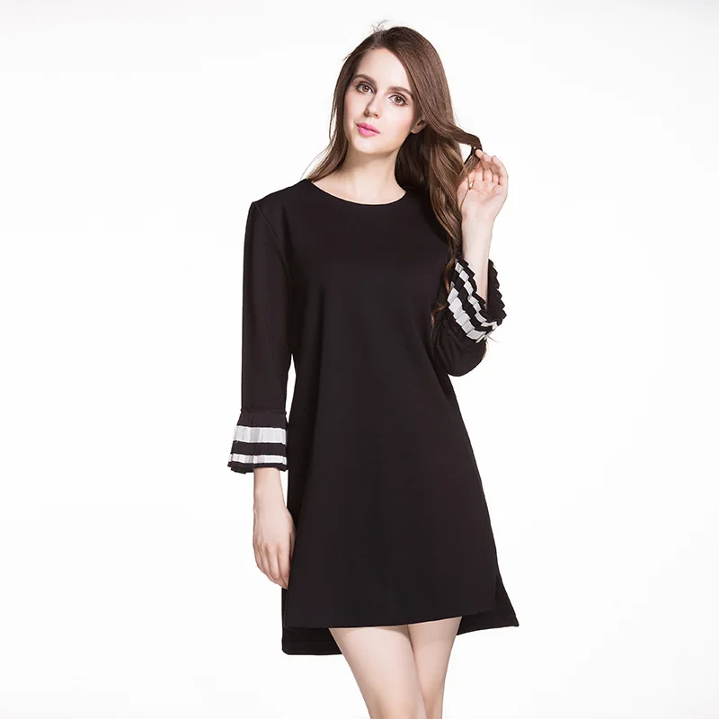 Женское платье с рукавом-бабочкой JOGTUME черное повседневное свободное мини Размер