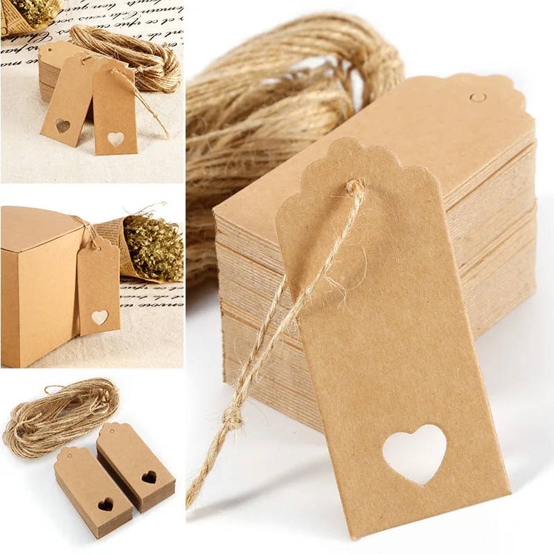 JX LCLYL 100 шт. DIY Винтаж прямоугольник из крафт бумаги Бумага кулон ярлыки бирок для