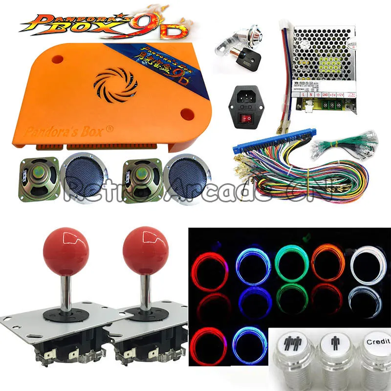 copy sanwa joystick Pandora Box 9d 2222 в 1 аркадная версия jamma DIY комплект с блоком питания джойстик светодиодный кнопка для аркадного шкафа машина pac man - Цвет: copy sanwa joystick