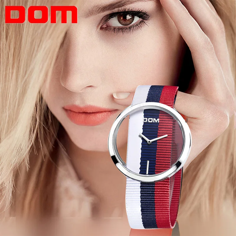 DOM женские часы простые кварцевые кожаный ремешок повседневная мода