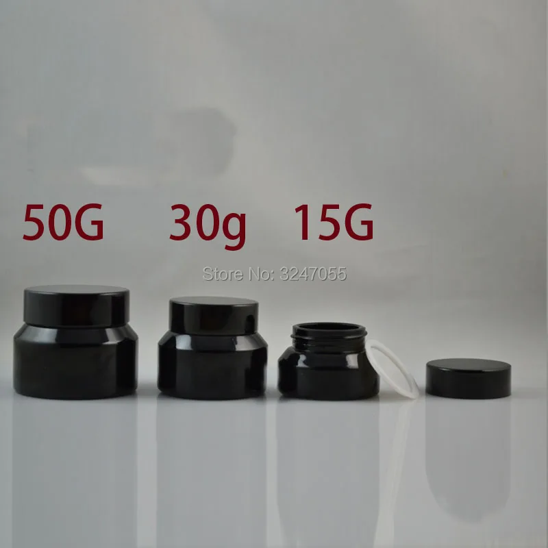 50G 30G 15G 15pcs/lot Glass Empty Black Cream Jar DIY Cosmetic Mask Refillale Container Professional Packing | Красота и здоровье