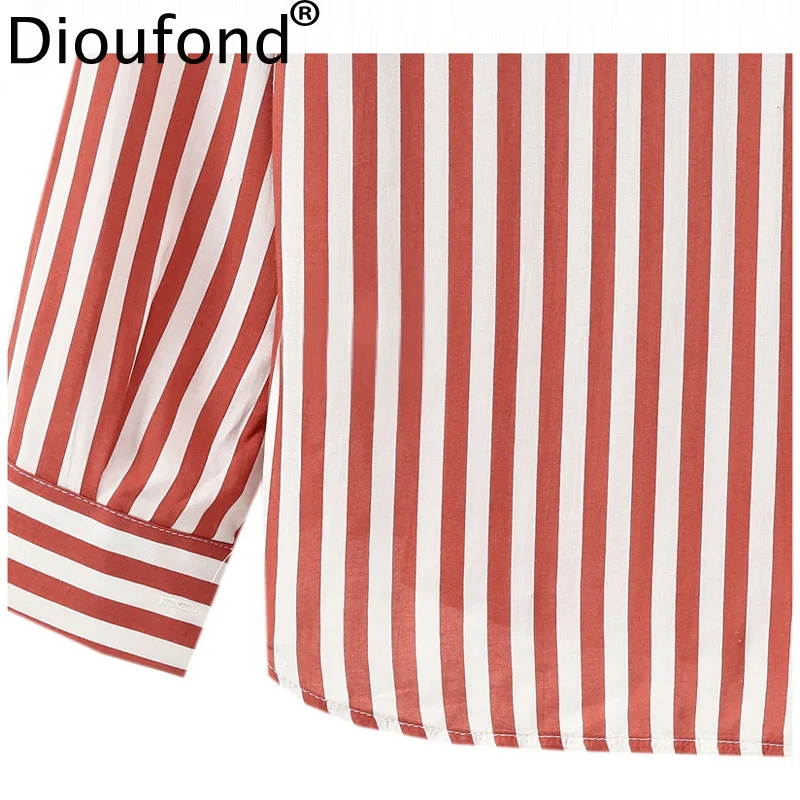 Женская рубашка блузка Dioufond повседневная офисная в полоску с v-образным вырезом и