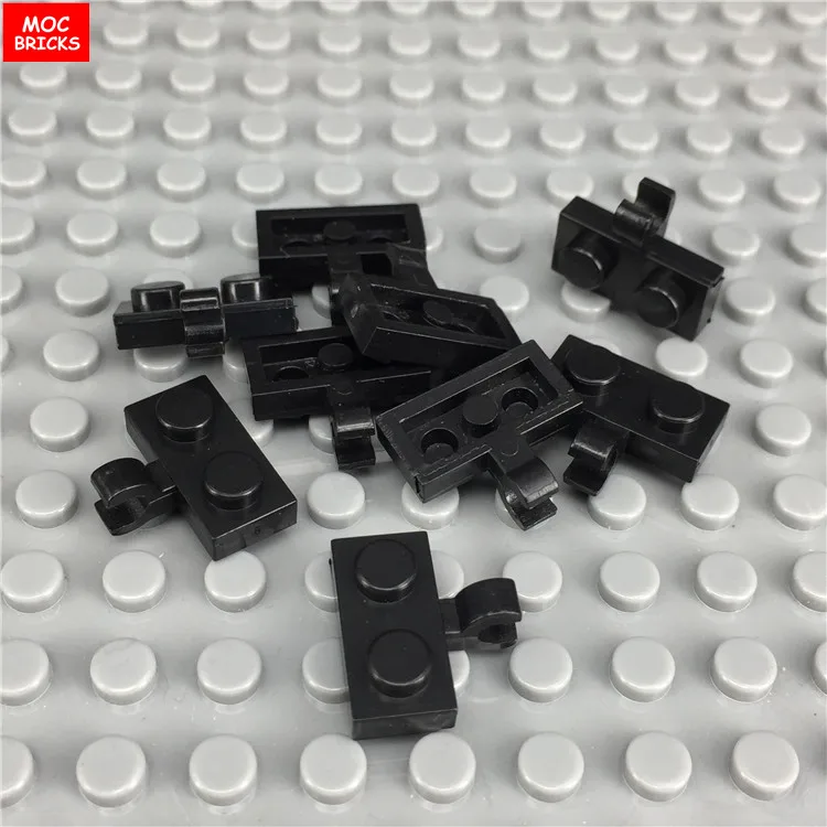 50 шт./лот MOC кирпичи 11476 1x2 пластина модифицированный центральный зажим в черный