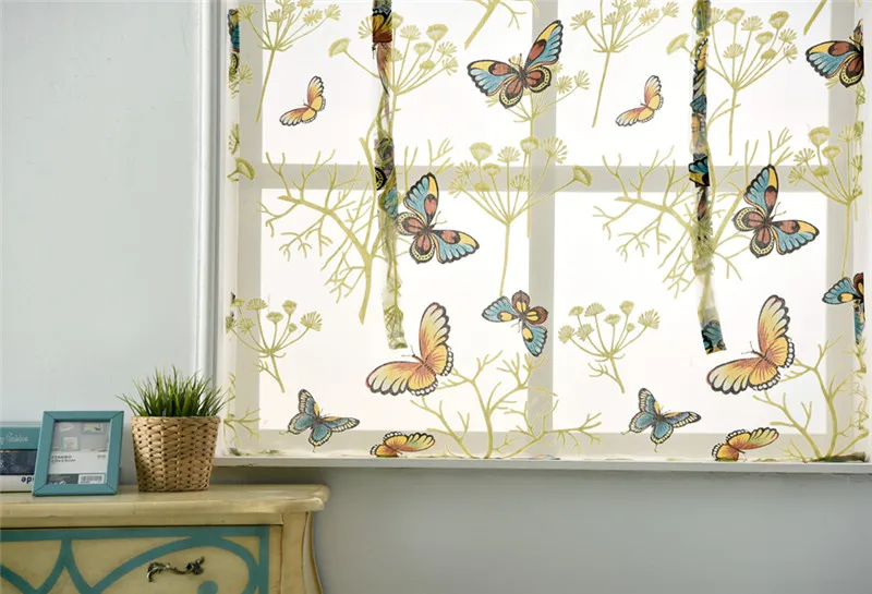 Бабочка римские Короткие шторы для кухни valance sheer для гостиной лечения окна