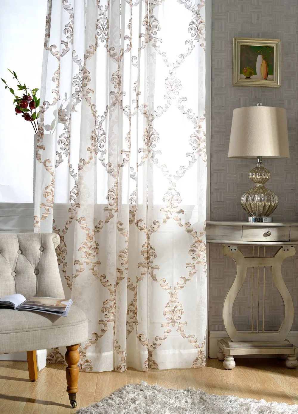 Современные тюлевые занавески с геометрическим узором и вышивкой Rideau Voilage Cortinas